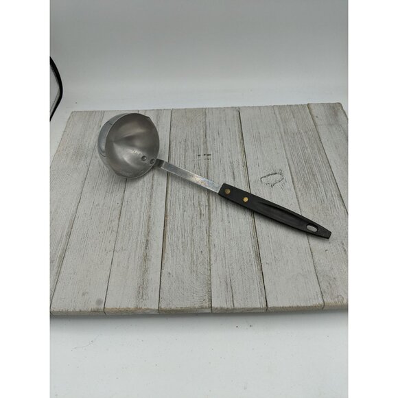 Vintage Stainless Steel USA Kitchen Ladle  11" Black Handle - Picture 1 of 7